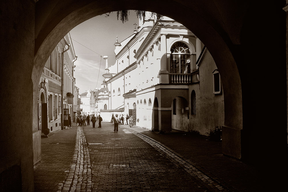 : the old town in old photo