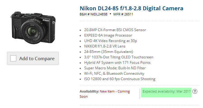    Nikon DL24-85, DL18-50  DL24-500    
